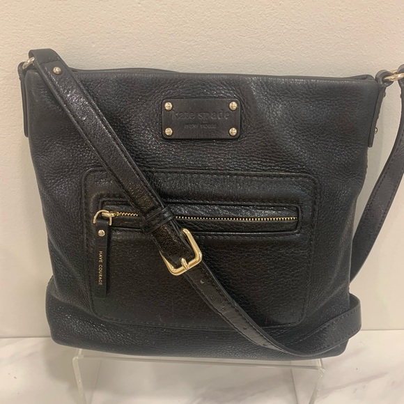 KATE SPADE ♠️ Metallic Jan Darien Have Courage Crossbody In Black Shimmer - Picture 9 of 10